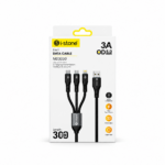 iStone MD3030 3’ü 1 Arada 3A Hızlı Şarj Data Kablosu 300 mm