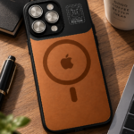 iPhone 14 Pro Max Uyumlu Kahverengi Siyah Kılıf – Kamera Korumalı