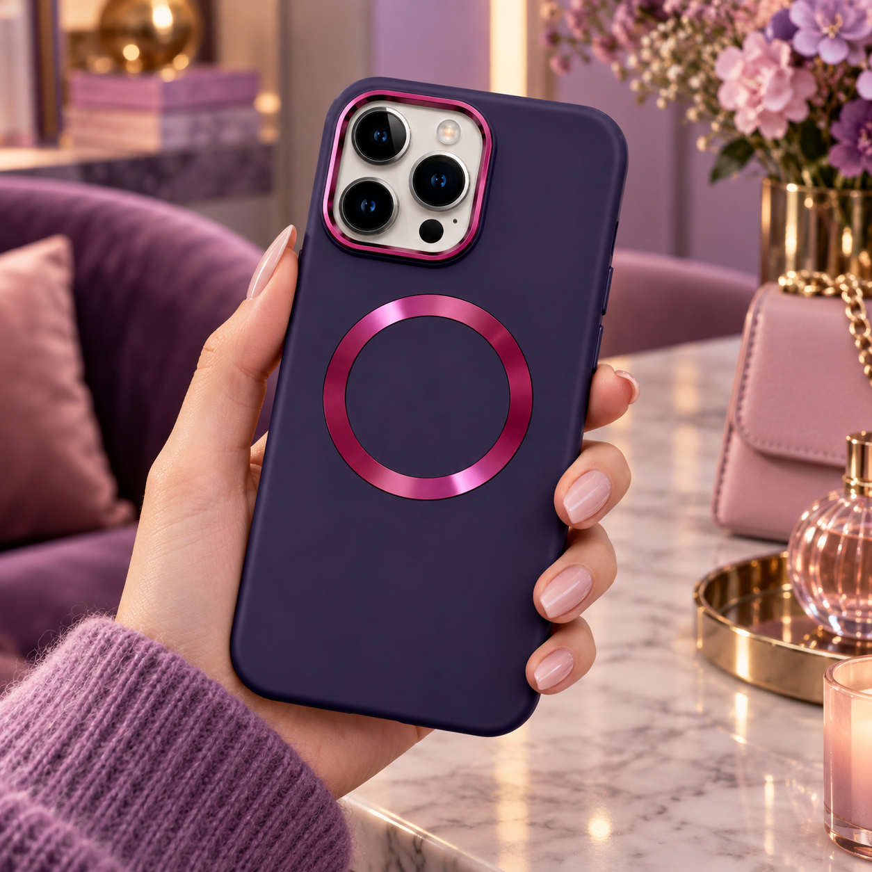 iPhone 14 Pro Max Uyumlu Mıknatıslı Kılıf – Mor/Pembe Detaylı iPhone 14 Pro Max Uyumlu Mıknatıslı Kılıf – Mor/Pembe Detaylı - Görsel 1